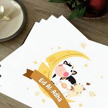 1pc/4pcs/6pcs Linen Placemat With Cow, Sheep & Moon Pattern, Eid Al-Adha Decor, Eid Al-Adha Gift, Suitable For Dining Table, All Season Decoration, Modern Washable Tabletop Mat, Room Decor, Coaster, Kitchen Dining Mat, Indoor Outdoor Party Decor, Home Decor, Ideal Gift - Multicolor - View 7