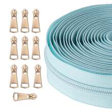 1 Bộ, (177 inch/450 cm/5 yard) Khóa kéo nylon #5 + 10 đầu kéo khóa màu vàng nhạt, Thích hợp cho việc may vá tại nhà, tự làm và thay thế khóa kéo. - 5NL+8#đau - Xem 14