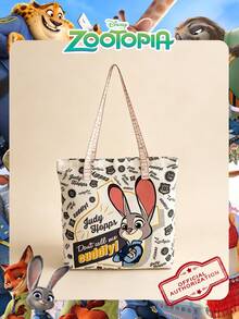 1 Pc Disney Officially Licensed Zootopia/Judy Pattern Canvas Tote Bag, Large-Capacity Shoulder Bag, Lightweight Reusable Shopping Bag – Ideal For Women,Girls, Teens, Cartoon Fans,Youngster, Perfect For Daily Commutes, Grocery Shopping, School Runs, Beach Trips, Holiday Gatherings,Back To School ﻿ - Multicolor - View 2