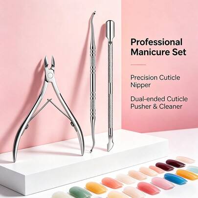 Professional Stainless Steel 2/3Pcs Ingrown Toenail Tool Set, Pedicure Manicure Kit With Cuticle Nipper, Nail Lifter & Cuticle Pusher, Home Salon Foot Nail Care Tools