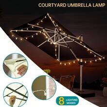1PC, 50LED Battery Powered 8 Modes Remote Control LED Umbrella Lights Patio Umbrella String Lights Outdoor Umbrella Pole Lights DIY White Ball Fairy Lights Wireless Umbrella Lights For Patio Backyard Garden Camping Tent (Without Battery) - Đèn LED String Light - Xem 6