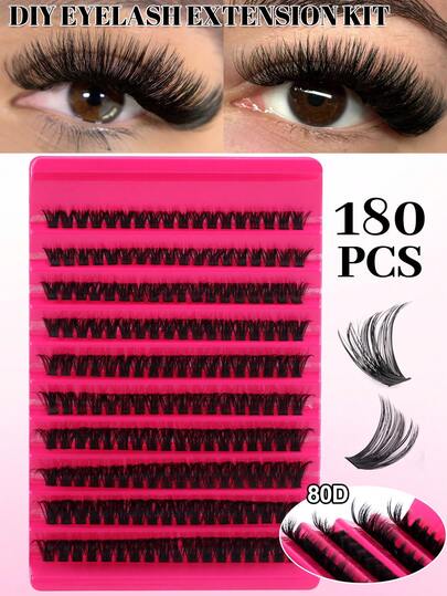 180/200pcs Segmented False Eyelash Clusters, Soft & Thick Fake Lashes, Suitable For Beginners To DIY At Home, Natural Effect Lash Extension, Suitable For Enlarging Eyes, Natural & Fluffy Fake Lashes Extension, Suitable For Different Eye Makeup Styles, Portable Lash Tray Suitable For Travel, Available In 30D/40D/80D Different Styles, Easy To Use At Home