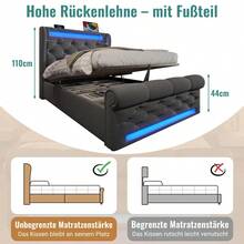 Cadres de lit - Gris + Velours + 90 cm x 200 cm + Matelas 1 - Voir 4