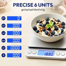 High Precision Digital Food Scale With 0.1g Accuracy And 3kg/6.6lb Capacity, Perfect For Accurate Weighing.Slim And Compact Design Saves Space - Light Grey - View 3