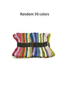 24 piezas/50 piezas de hilo de bordar de colores surtidos, hilo de 6 hebras de 8m de longitud completa, paquetes de colores aleatorios, adecuado para punto de cruz, manualidades de tela, adornos de borlas, decoración hecha a mano y proyectos de costura - Cable - Ver 8