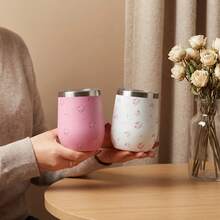 BENNY Cốc du lịch giữ nhiệt 360ml kiểu cổ điển họa tiết hoa có nắp trượt, cốc cà phê bằng thép không gỉ tái sử dụng họa tiết hoa hồng và nơ lãng mạn, thích hợp làm quà tặng Ngày Valentine, Lễ Eid, Ngày của Mẹ, Lễ tốt nghiệp và Giáng sinh. - nhiều màu - Xem 2