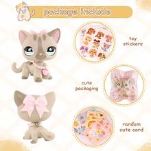 For LPS Shorthair Cat #468 Collectible Dolls,Green White Black Star Eyes,Mini Pet Shop Rare Collectible Figure With Accessories,Birthday Christmas Halloween Gift - màu nâu - Xem 6