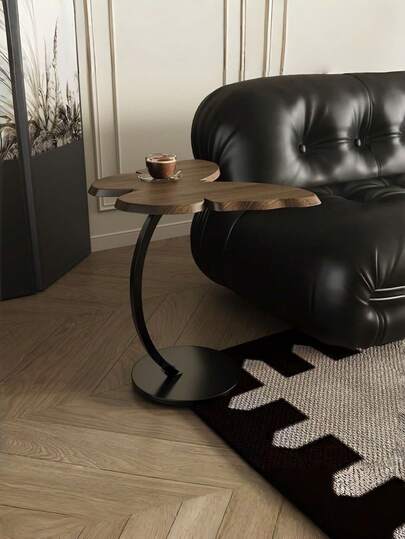 طاولة جانبية/طاولة قهوة خشبية، تصميم فني بإطار من الصلب الكربوني، بنية قوية وثابتة، مناسبة للمنزل والغرفة المعيشية والشرفة والنوم، هدية خاصة للأصدقاء