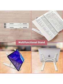 Laptop Stand 10-Levels Angles Adjustable Computer Stand- Compatible With All Laptops And  Height Adjustable Portable Laptop Stand -Extra Large Foldable Computer Stand For Desk - Ergonomic,Tablet Phone Stand  Stand Holder - 粉紅色 - 查看 7