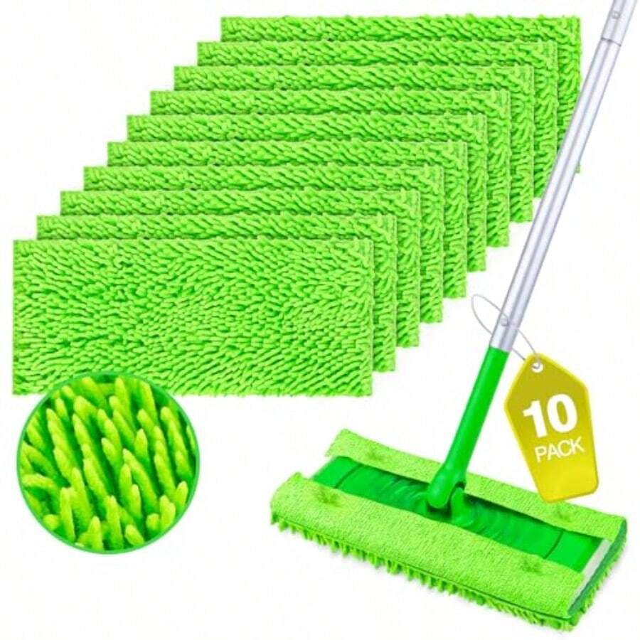 Microfir Mop Pa Compate Wit Er Sweeper Reusable Macine Wasable Pad Refills Mop Ead Replacemen  Multi  Floor Cleaning 10 Pack - As Pic - View 1