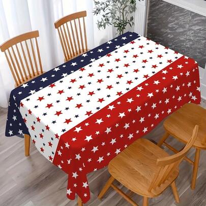 Duk med amerikanska patriotiska stjärnor, röd vit blå amerikansk flagga för 4 juli självständighetsdagen hem kök matsal uteplats picknick grill fest bar restaurang café hotell butik kontor skola evenemangsdekor, finns i flera storlekar, högkvalitativt polyestermaterial