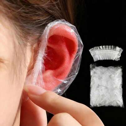 200pcs Disposable Waterproof Ear Covers, Bathroom Ear Protection Covers, Ear Waterproof Protective Film, Suitable For Hair Salons, Beauty Salons And Daily Home Use