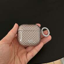 Ốp tai nghe màu xám trong suốt tối giản chấm bi + vòng tròn, tương thích với Pro 3, New Pro 2, Apple 4 dễ thương, thiết kế tối giản cá nhân hóa cho thế hệ 1/2 dành cho nữ. - Màu Xám nhạt - Xem 1