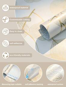 1roll Floral Wallpaper Peel And Stick Boho Wall Paper Removable Waterproof Green Petal Pattern Contact Paper For Bedroom, Bathroom, Home Wall Flower Wallpaper Peel And Stick Self Adhesive Flower Contact Paper Botanical Decor For Bathroom Vinyl - Multicolor - View 8