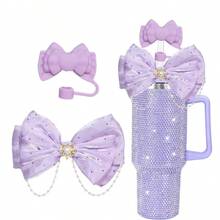 1 Bowknot Straw Lid And 1 Bowknot Decor, Suitable For 30oz And 40oz Cups, 10mm Silicone Straw Lid, Great For Work, School, Outdoor Activities, Party Favors, Thanksgiving And New Year Gifts - Bow 2 - View 11