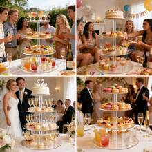 3-6 Tier Acrylic Cupcake Stand - Round Cupcake Display Rack - Acrylic Dessert Stand Cake Display Tree Suitable For Party, Wedding, Birthday - Clear - View 12
