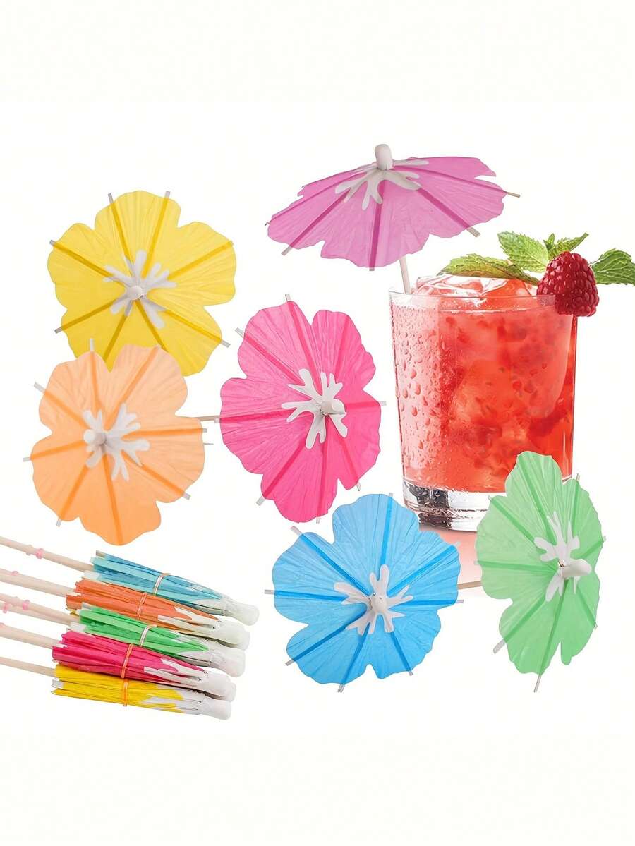 50/5pcs Palillos con Paraguas para Cócteles, Palillos con Paraguas Decorativos para Cócteles, Hechos de Palillos de Madera, Adecuados para Decoración de Fiesta Tropical Hawaiana, Palillos con Paraguas de Coco, Palillos con Paraguas de Flores para Bebidas, Decoración de Cupcakes, Palillos Tropicales, 6 Colores, Adecuados para Bar Tiki, Picnic, Fiesta de Cumpleaños, Palillos para Vacaciones, Paraguas de Papel Decorativos, Decoración de Bebidas, Acentos para Fiesta de Boda Tropical - multicolor - Ver 1