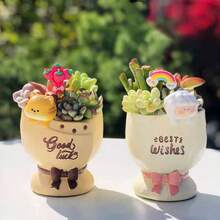 [Vui nhộn] Bó hoa cây mọng nước dễ thương, sáng tạo, hoạt hình, chậu hoa nhỏ hình mèo, gấu trúc, thỏ, cừu, quà tặng trong chậu. - A - Xem 7