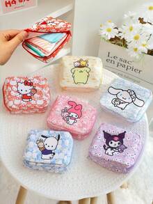 SANRIO Hello Kitty 女士卫生巾和卫生棉条收纳袋，卡通印花，多种颜色可选，拉链防水牛津布卫生巾收纳袋，化妆包/收纳袋/洗漱包/旅行必备，适合日常使用和旅行，万圣节礼物，圣诞节礼物，情人节礼物，生日派对礼物等。 - 彩色 - 查看 1