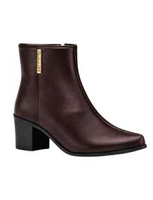 Women's Boot With Medium Chunky Heel, Pointed Toe, Mid-Calf Length, Shekinah Style, Comfortable, Fashionable, Blogger-Friendly, With Side Embellishment. - 鏽棕色 - 查看 5