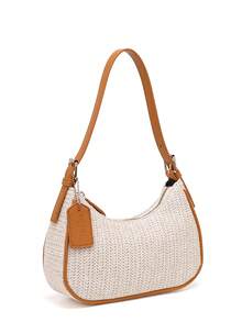New Spring/Summer Woven Straw Handbag, Minimalist & Fashionable, Suitable For Daily Commute And Vacation. Crescent-Shaped Bag, Versatile Women's Shoulder/Underarm Bag, Y2K Style - Brown - View 4