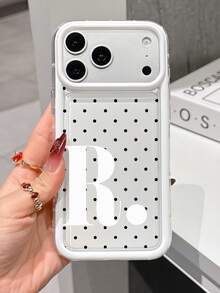 1 buah Casing Ponsel Lucu Anti Guncangan Motif Polka Dot Mini Hitam Huruf R Modis, Desain Minimalis Transparan Sangat Cocok untuk Penggunaan Sehari-hari, Kompatibel dengan iPhone 16/16 Pro/16 Plus/15/15 Plus/15 Pro/15 Pro Max/17/17 Pro/17 Pro Max/12/13 Mini/ 13/13 Pro Max/11/11 Pro Max/12 Pro Max, Hadiah Istimewa untuk Teman, Teman Sekelas, Kekasih, atau untuk Penggunaan Pribadi - Clear - View 3