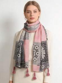 1条女士多功能流苏围巾，适合旅行、海滩、防晒 - 彩色 - 查看 11