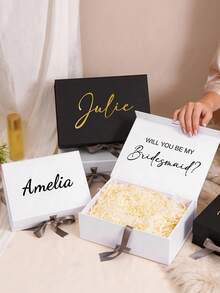 Caja de regalo magnética personalizada, caja de invitación de dama de honor personalizada, caja de regalo de novia, caja "¿Serás mi dama de honor?", caja de regalo de boda, fácil de instalar - Multicolor - Ver 4