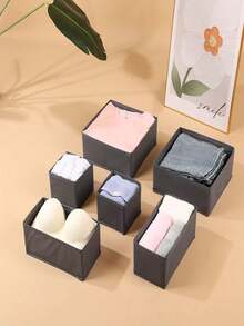 High Quality Non-Woven Fabric PP Board Multi-Piece Set, Easy To Clean, Foldable, Odorless, Clothing Storage Boxes. The Non-Woven Fabric Small Storage Boxes Have Zipper Bottom Design, Suitable For Organizing Toys, Clothes And Various Items. - Dark Grey - View 1