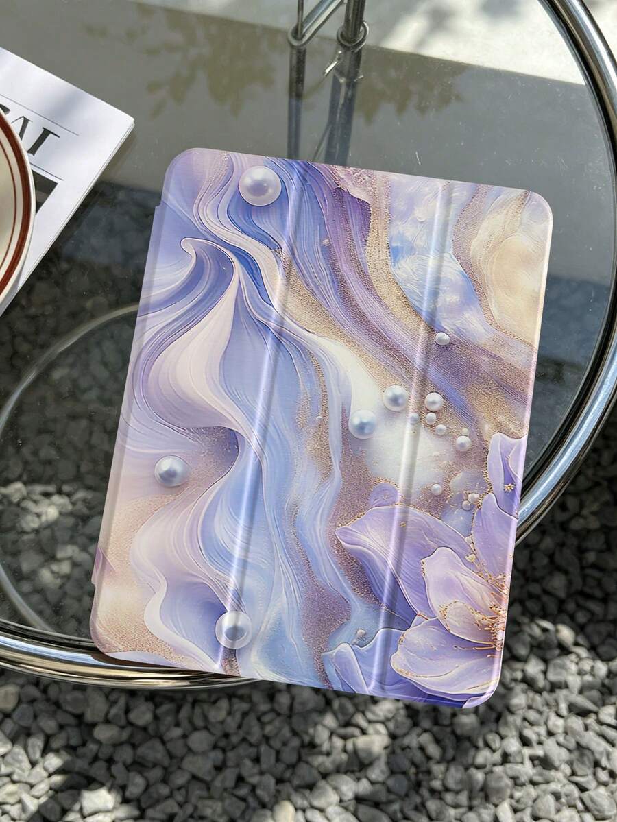 1 件装梦幻紫蓝色流体仿珍珠图案彩绘平板电脑保护套，兼容 iPad Mini 4/Mini 5/Mini 6/Mini 7/Air/Air 2/9.7/10.2/10.5/Air 4/Air 5/10.9/Pro 11 英寸/第十代/Air 11 英寸 (M2)-2024/Pro 11 英寸 (M4)-2024/Air 11 英寸 (M3) 2025/(A16) 11 英寸第十一代 2025/Air 8 (M4)2026 (11 英寸) 型号，以及 Galaxy Tab A8 10.5 英寸 2022 型号。内置笔槽，三折支架，TPU 软边保护，磁吸式睡眠/唤醒功能，简约/创意/趣味/个性化平板电脑保护套。 - 彩色 - 查看 1