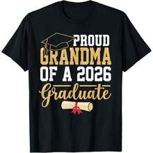 Proud Grandma Of A 2026 Graduate Senior Class Of 2026 Grad T-Shirt - Black - View 1