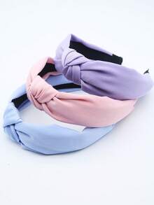 3pcs/Set Women Minimalist Solid Color Fabric Headbands, Versatile Hair Accessories For Daily Use,Festival,Party - Pink, Purple and Blue - View 4