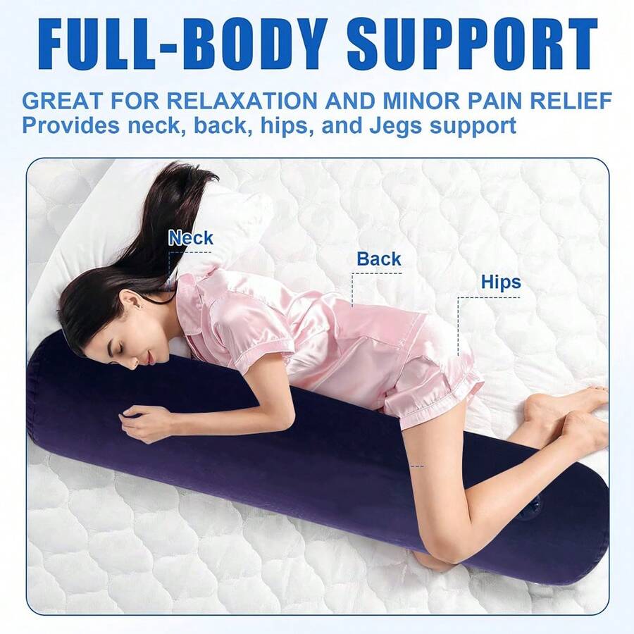 1 chiếc gối trụ bơm hơi, khoảng 37 inch, gối dành cho người nằm nghiêng, thích hợp cho du lịch và cắm trại, gối trụ nâng đỡ cổ. - Nhiều màu - Xem 1