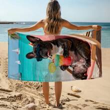 1pc Bulldog Beach Towel, Super Absorbent Large Beach Blanket, Suitable For Beach, Pool, Travel, Camping, Yoga, Available In Multiple Sizes - Beach Bully - View 8