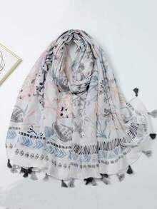 1件新款海洋元素印花几何图案围巾/披肩 - 彩色 - 查看 11