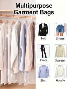 20 Peças Conjunto de Sacos para Roupas, Sacos de Roupas à Prova de Poeira Transparentes com Zíper, Sacos de Armazenamento, Protetores de Roupas, Sacos de Armazenamento Suspensos | Sacos Organizadores, Adequados para Lavanderia a Seco, Armazenamento Doméstico, Sem Necessidade de Energia, Proteção de Roupas - Multicolorido - Visão 4