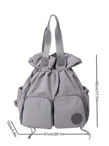 peach tree Unisex Reiserucksack, Dual-Use Handtasche & Umhängetasche, Laptoptasche, wasserdichtes Fach, großes Fassungsvermögen, Mehrfachtaschen, lässige Unifarbe, geeignet für Reisen, Urlaub, Schule, Geschäft, Geschenk zu Valentinstag, Weihnachten, Halloween - Grau - Übersicht 3