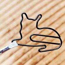 15/25pcs Cute Black Cat Shaped Metal Bookmarks, Japanese Style Stationery, Unique Gift For Cat Lovers - Black - View 4