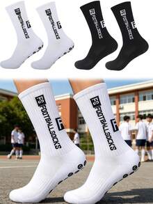 2 Pairs Yufree Men's Football Anti-Slip Traction Pads Basketball Sports Grip Socks, MENDENG Men's Anti-Slip Socks For Hospital, Training, Sports, Yoga, Pilates, Unisex Anti-Slip Grip Socks For Barre, Ankle, Cushioning - Multicolor - View 2