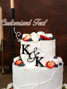 Customized Acrylic Cake Toppers - Includes Monogram, Single Initial, And Personalized Text | Available In Gold | Suitable For Wedding Cakes | Decorative Accessories For Special Occasions Like Birthday, Wedding, Christmas, Graduation Party - Multicolor - View 6