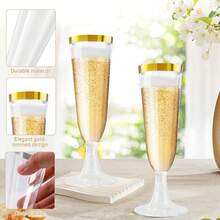 10只/20只/25只/30只/50只/100只装高品质可重复使用香槟杯套装，适用于各种派对，例如聚会、婚礼、生日、情人节、母亲节等。（香槟杯、派对杯、生日杯） - 查看 10