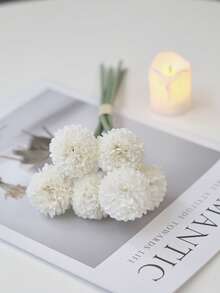 1PC Artificial Flowers, Hydrangeas, Ball Chrysanthemums, Suitable For Wedding, Home, Restaurant, Bedroom, Vase Decoration, Festivals And Birthday Parties, Wedding Decoration, Flowers, Valentine's Day Gifts, New Year DIY Materials, Artificial Plants, Spring Decoration, Rooms, Desks, Garden Decoration, Interior Decoration, Valentine's Day Gifts, Graduation Gifts - White - View 2
