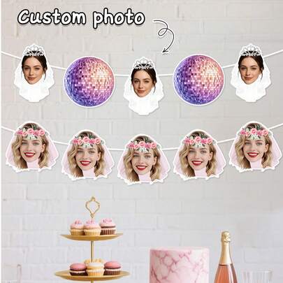 7pcs Custom Photo Disco Ball Banner Wedding Party Decoration,Customize Photo,Bachelorette Photo Banner,Cardstock Banner,Photo Head Banner,Party Banner,She Found Her Honey Honey