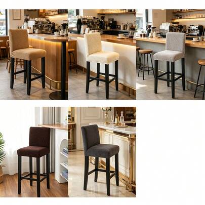 1件装吧台椅套 提花短背吧台凳椅套 酒店宴会餐厅小尺寸椅套 纯色