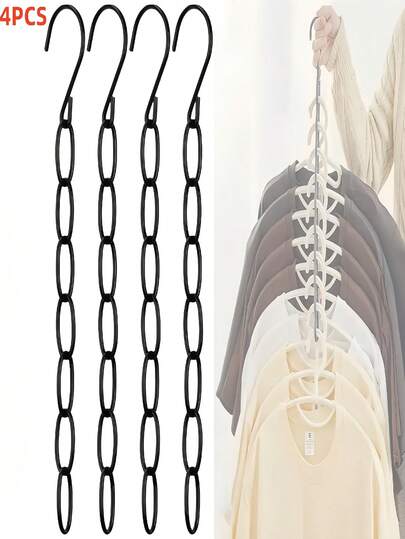 Bộ 4 móc treo quần áo bằng kim loại có 7 lỗ, giúp tiết kiệm không gian lưu trữ trong tủ quần áo, vật dụng cần thiết cho phòng ký túc xá sinh viên, tủ quần áo, nhà cửa, văn phòng và khi đi du lịch.