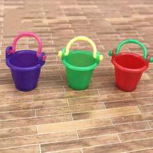 Easter Decor Moss Micro Landscape Ornament, Miniature Doll House Props, Realistic Mini Plastic Beach Miniature Model Toys, Colorful Small Buckets, Trash Cans - Simulation Mini Bucket - View 3