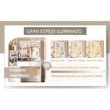 Mesa de Vestir con  Cajones  para Recámara ,Mesa de Maquillaje con Espejo y Luces LED, para DormitorioTocador de Maquillaje con Enchufe de Energía - Blanco - Ver 7