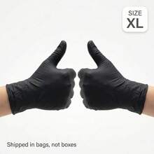 10 gants jetables en nitrile de couleur beige merveilleux dans un classique noir, fins et légers. Mitaines à usage unique avec un toucher ultra-doux pour une utilisation quotidienne fiable et des tâches de nettoyage général à la maison - 10 pièces noires - Voir 8