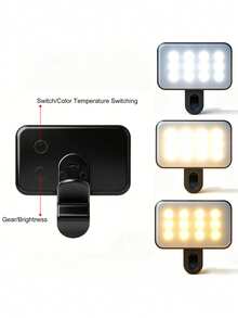 Multifunctional DUONENG 1pc Portable Multifunctional Phone Fill Light: Easily Enhance Your Selfie And Live Streaming Effects! This Rechargeable LED Fill Light With A Clip Is Suitable For Smartphone Live Streaming, Photography, Video Shooting, And Soft Light Selfie. - one-size - View 7
