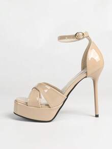 2026 New Open Toe High Heel Sandals, Waterproof Platform, Fashionable And Elegant, Suitable To Wear With Dresses In Summer - Apricot - View 6